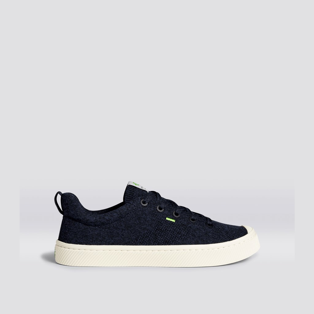 IBI Cariuma Low Top Bamboo Weave Knit Vegan Bleu Marine Homme | RWW-1244576